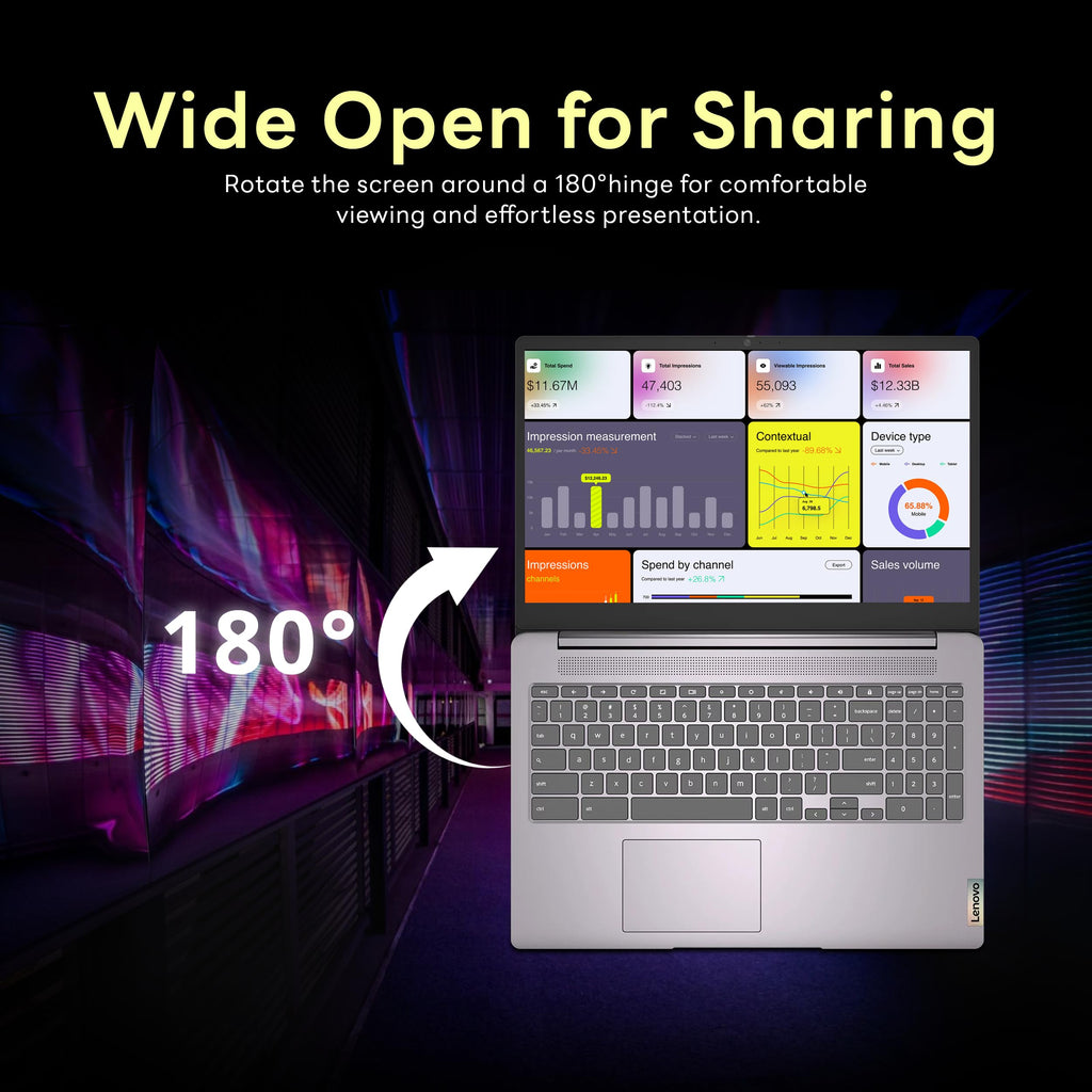 Lenovo Ideapad 3 15.6" FHD Chromebook, Intel Celeron N4500, 4GB RAM, 352GB Storage (64GB SSD+288GB Docking Station Set), ‎Intel UHD Graphics, Full Size Keyboard, Chrome OS, Artic Gray