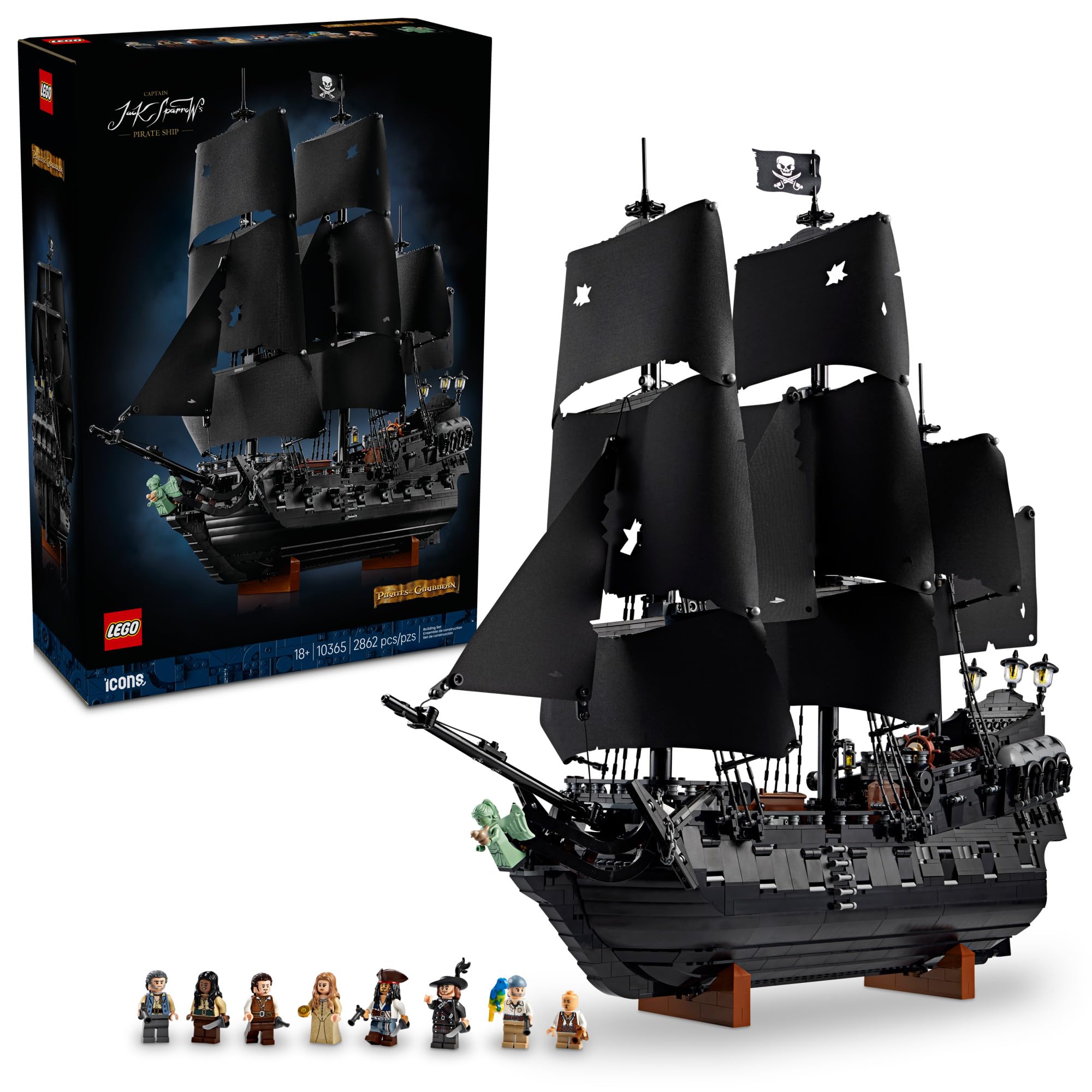 LEGO Icons Captain Jack Sparrow’s Pirate Ship Building Set for Adults, Ages 18+ - Room Decor for Office, Bedroom or Shelf - Collectible Black Pearl Ship for Pirates of The Caribbean Fans - 10365