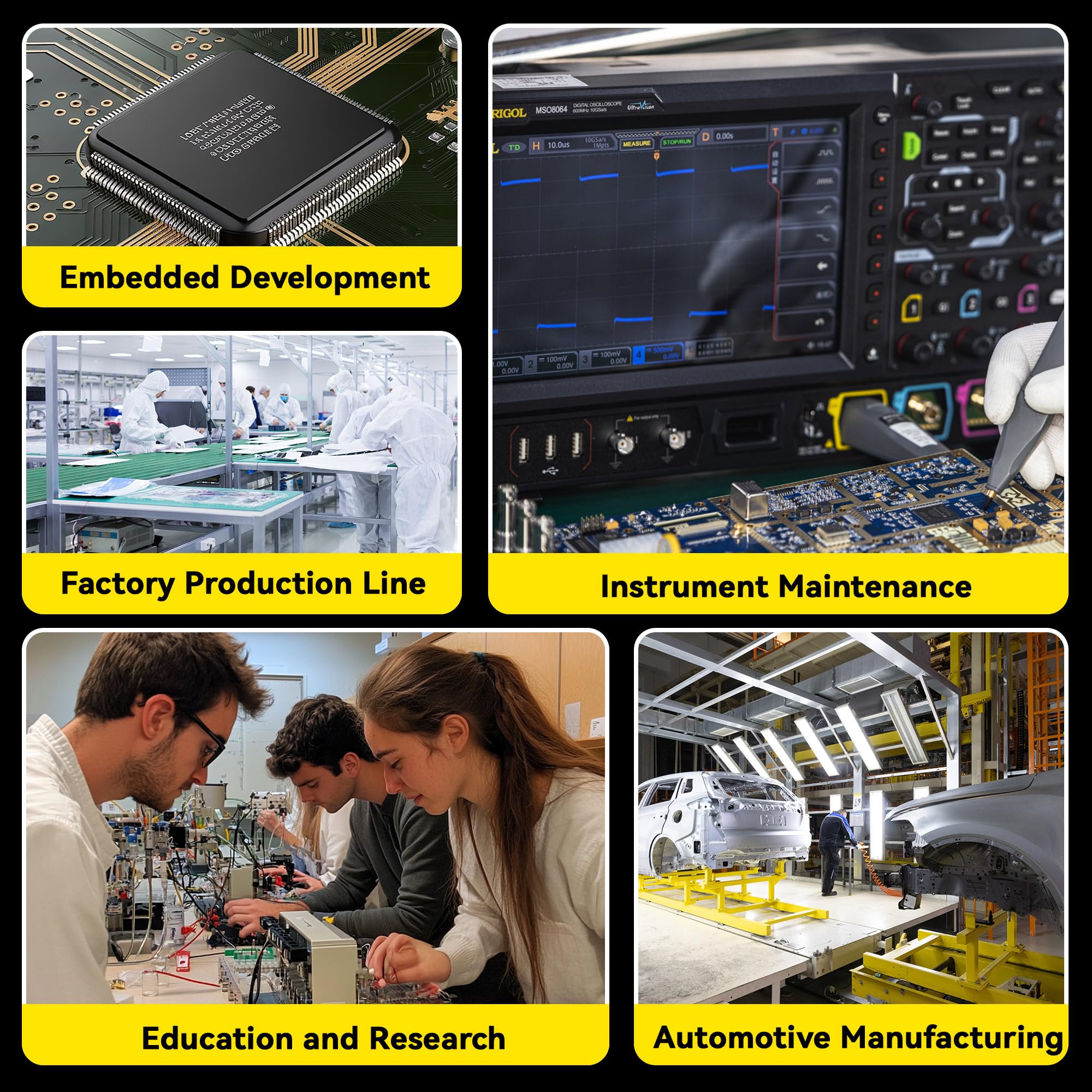 RIGOL Digital Oscilloscope DHO924S 250 MHz 4-Ch + 16 Digital 1.25 GSa/s 12-bit 50 Mpts UltraAcquire 1,000,000 wfms/s AFG + Bode Plot LAN/USB/HDMI SCPI for Power & Embedded