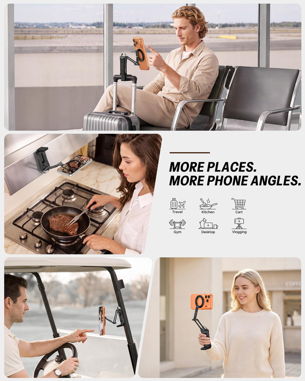 OMOTON TP02 Magnetic Phone Tripod for MagSafe, 360° Pivot, Clamp & Stand