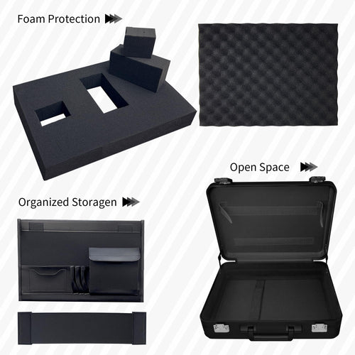 ALUNEX Aluminum Storage Case with Customizable Foam, 3-in-1 Modular Interior, Professional Briefcase with TSA Locks for Men & Women, Organizer & Divider for Documents, Electronics & Tools