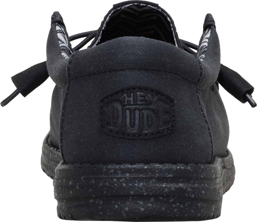 HEYDUDE Men's Wally Stretch Canvas Black/Black Size 12 | Men's Shoes | Men Slip-on Loafers | Comfortable & Light-Weight
