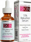 Admire My Skin Bakuchiol Serum Natural Retinol Serum Alternative for Face – Anti Blemish Anti Aging Facial Serum Contains Organic Aloe + Turmeric 1oz