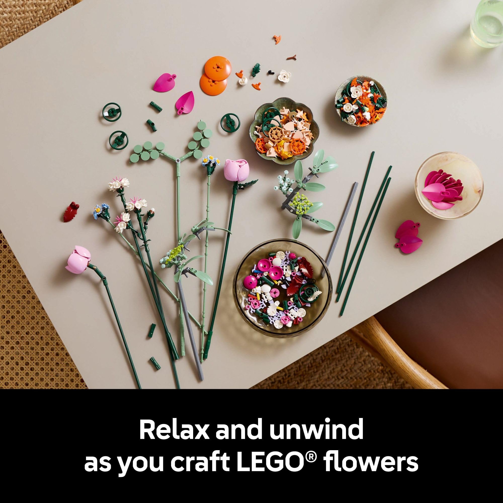 LEGO Botanicals Pretty Pink Flower Bouquet Building Set for Adults - Gifts for Birthdays for Her- Artificial Flowers for Decor or Table Display - 10342