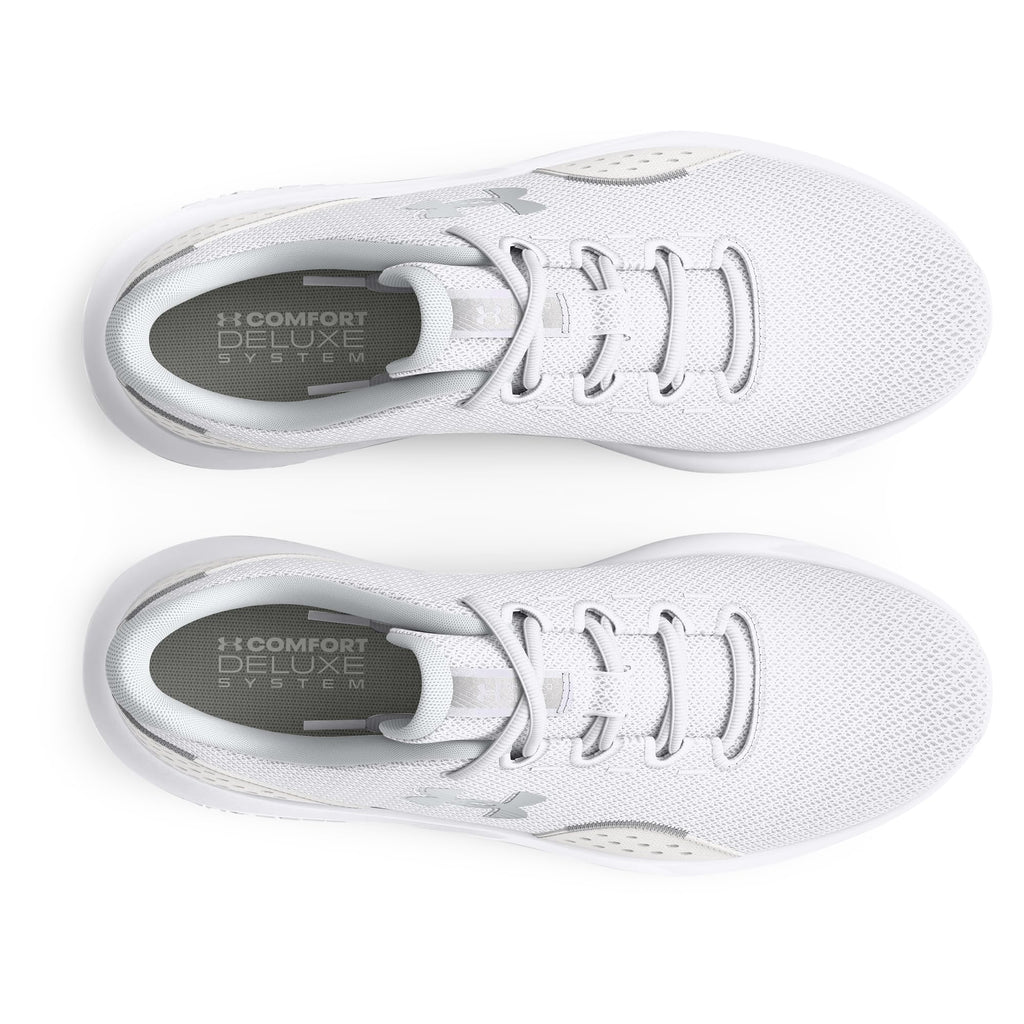 Under Armour Women's Charged Surge 4, (100) White/Distant Gray/Metallic Silver, 7, US