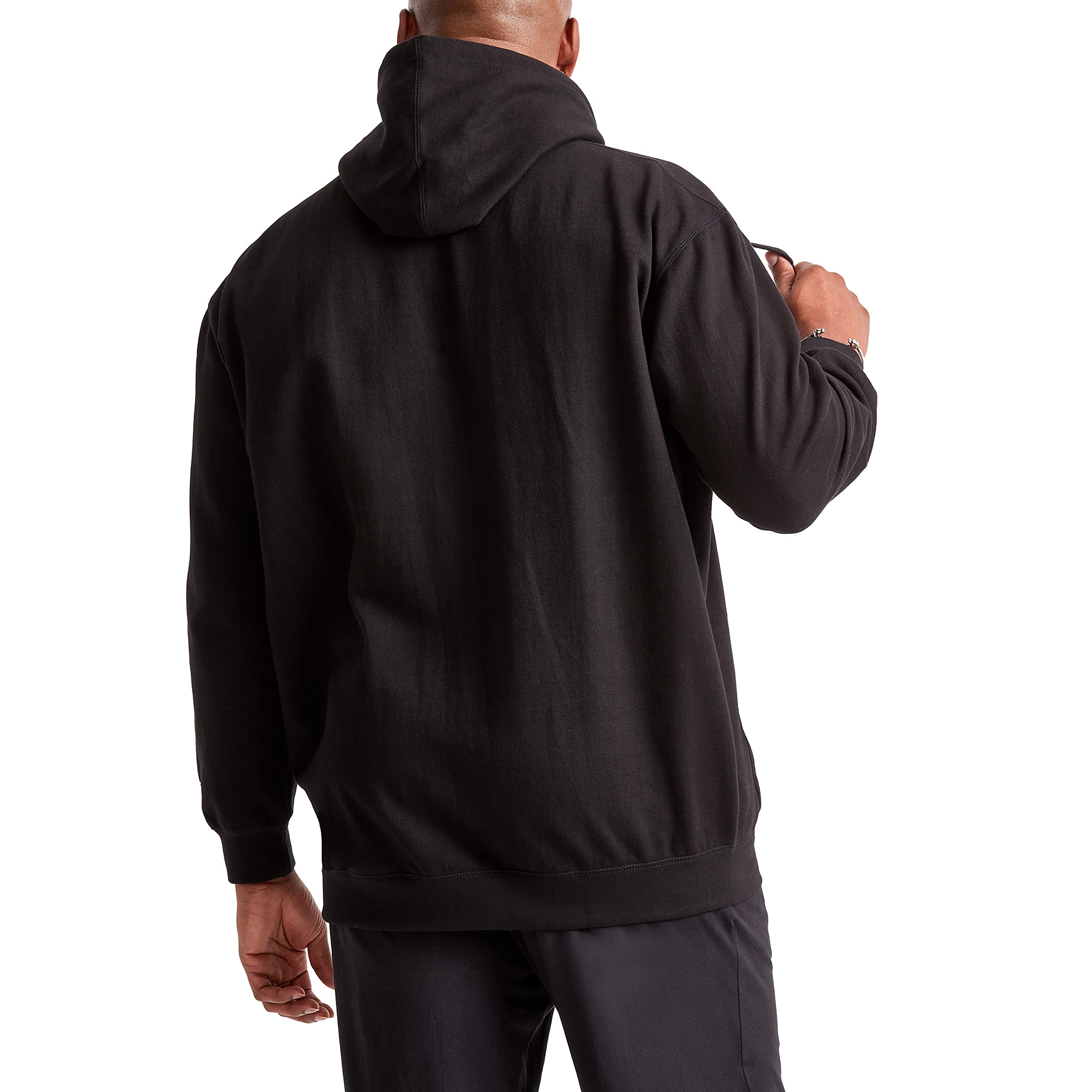 Champion Men's Pullover Graphic Fleece Hoodie, Standard Fit, Midweight Fleece, Classic Script Logo, Available in Regular and Big & Tall, Black, Medium