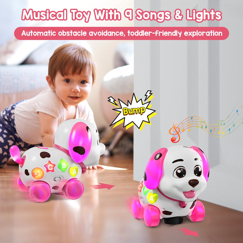 ToddlerCley Musical Puppy Toys for 1 Year Old Girl Gifts, 1st Birthday Gril Gift, Bilingual Baby Toy 6-12-18 Months, Learning Toy for 1 Year Old Boy Present with Sound Light