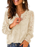 ZEAGOO Women Blouses Dressy Casual Lace Long Sleeve Tops Going Out Tops