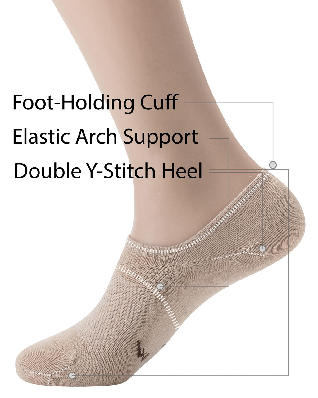 Pro Mountain Thin No Show Socks Women Seamless Wide Toe Box For Health Size S Beige 6 Pack Liner Thin Footies Casual Sneakers Loafer Flats US Shoe 6-8