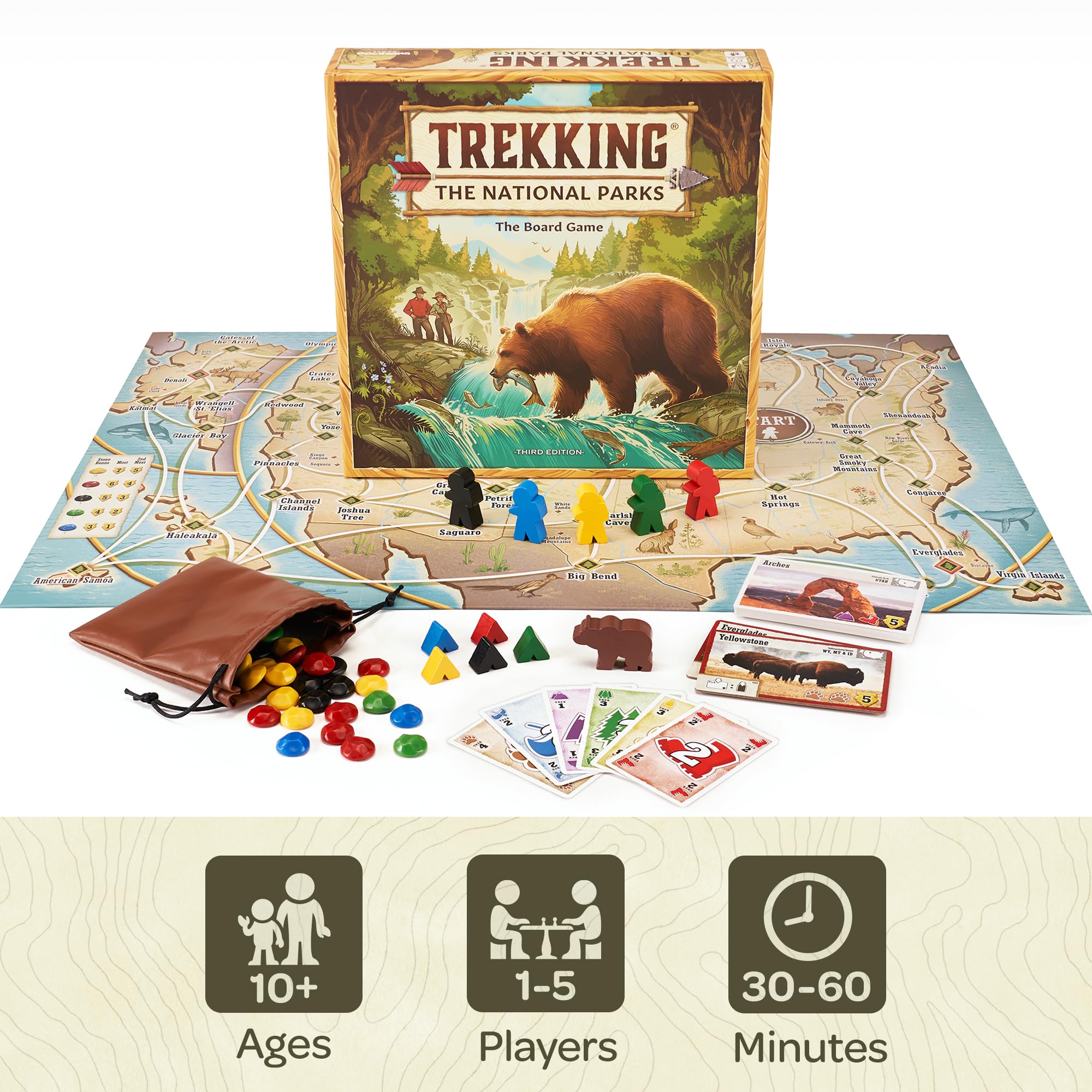 Underdog Games Trekking The National Parks - Award-Winning Family Board Game for Kids Ages 10+ - Easy to Learn, Fun Activities for 1-5 Players, Great for Family Bonding & for National Parks Lovers
