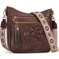 FORUWISH Crossbody Bags for Women, Vegan Leather coffee Crossbody Purse, Multiple Pocket Everyday Travel Shoulder Bag with Boho Strap