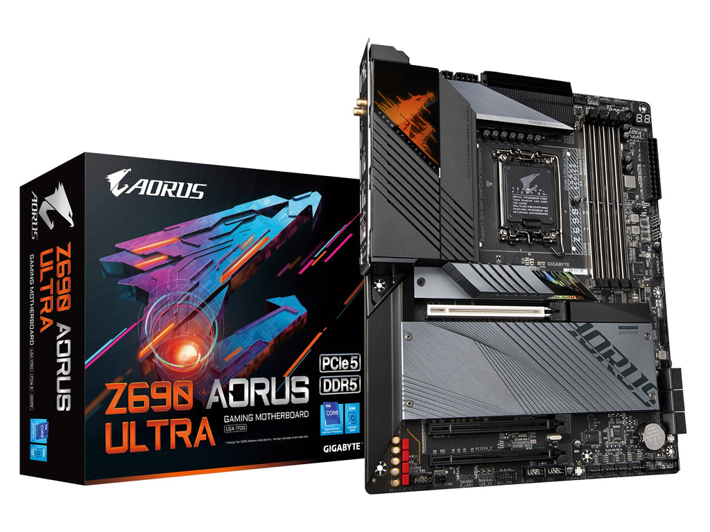 GIGABYTE Z690 AORUS Ultra (LGA 1700/ Intel Z690/ ATX/ DDR5/ Quad M.2/ PCIe 5.0/ USB 3.2 Gen2X2/ Type-C/WiFi 6/2.5GbE LAN/Gaming Motherboard)