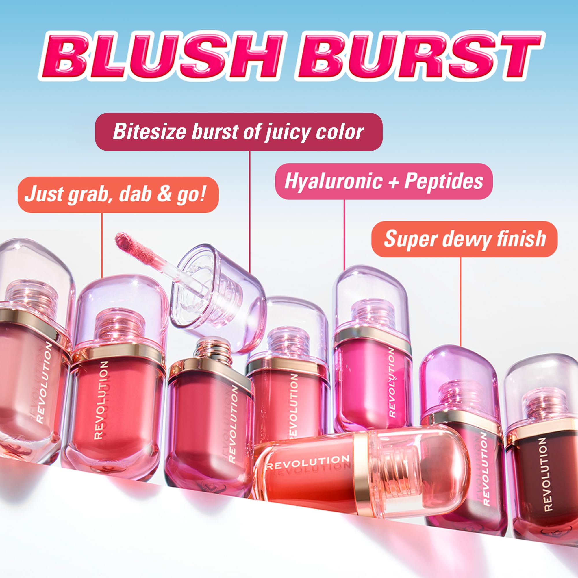 Revolution Beauty London, Superdewy Liquid Blush Burst, Buildable Color for Cheek, Serum Formula with Peptides & Hyaluronic Acid, Vegan & Cruelty-Free, Very Cherry Berry, 0.14 oz