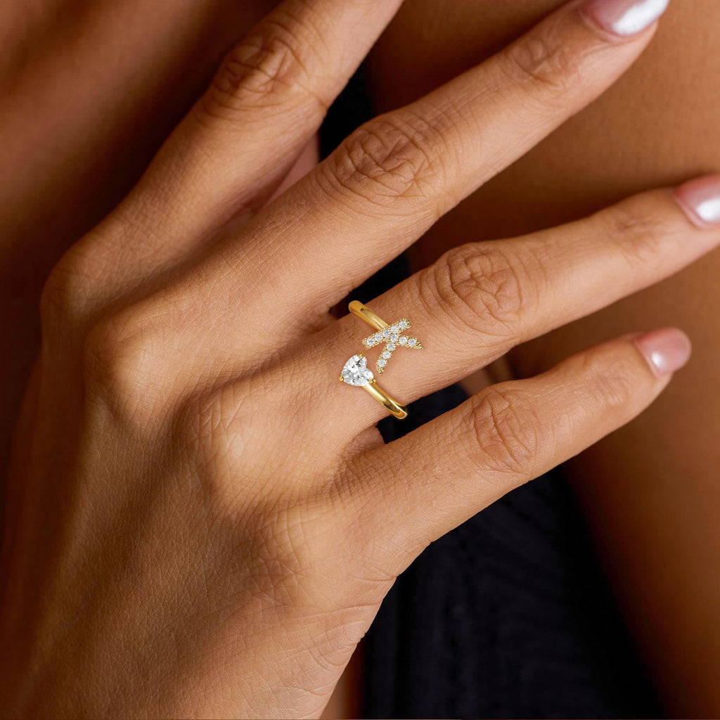 Treasure Bender Valentines Gifts for Teen Girls Initial Rings for Women - 14K Gold Plated K Initial Ring for Girls Age 6-8 Letter B Initial Letter Rings 10 Year Old Girl Birthday Gifts
