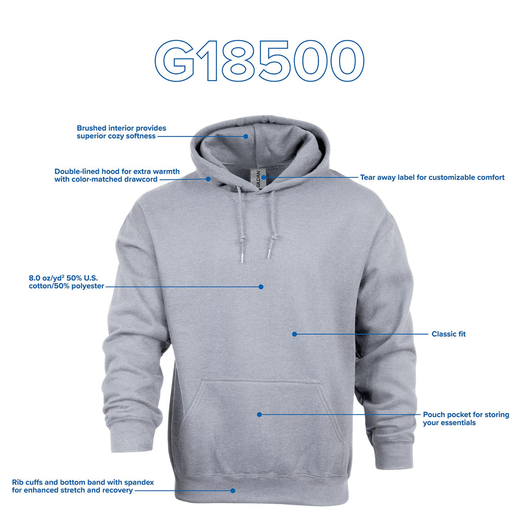 Gildan Adult Fleece Hoodie Sweatshirt, Style G18500, Multipack, Black (1-Pack), Large