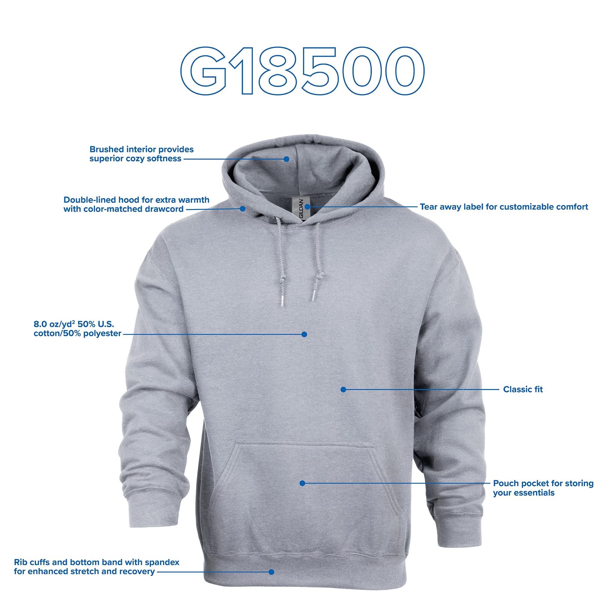 Gildan Adult Fleece Hoodie Sweatshirt, Style G18500, Multipack, Black (1-Pack), Large