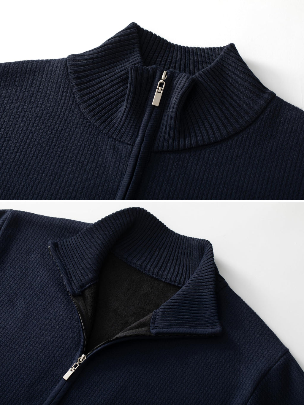 Vcansion Men's Casual Slim Fit Long Sleeve Full Zip Knitted Cardigan Sweaters with Pockets Navy US XL