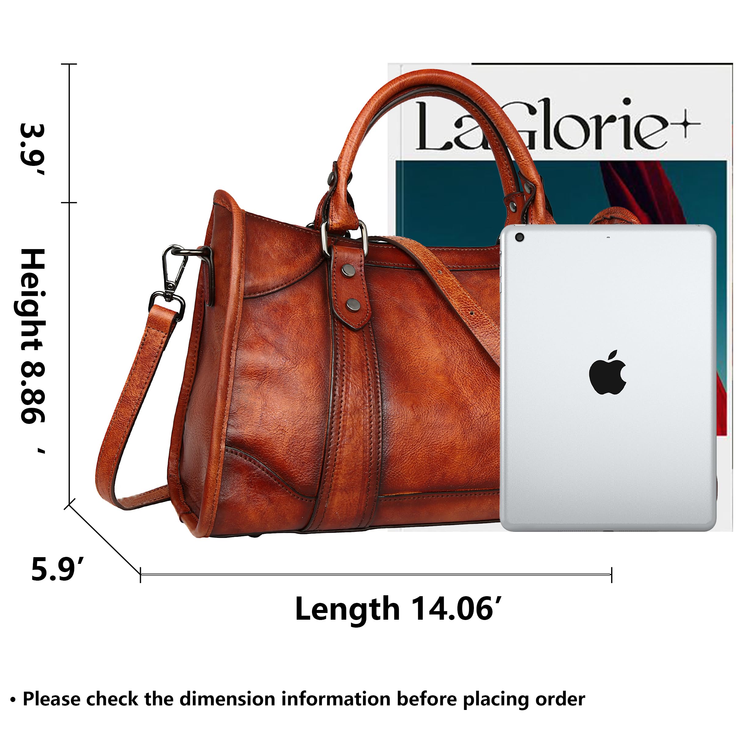 Iswee Dark Brown Leather Purse for Women Satchel Handbags Shoulder Tote