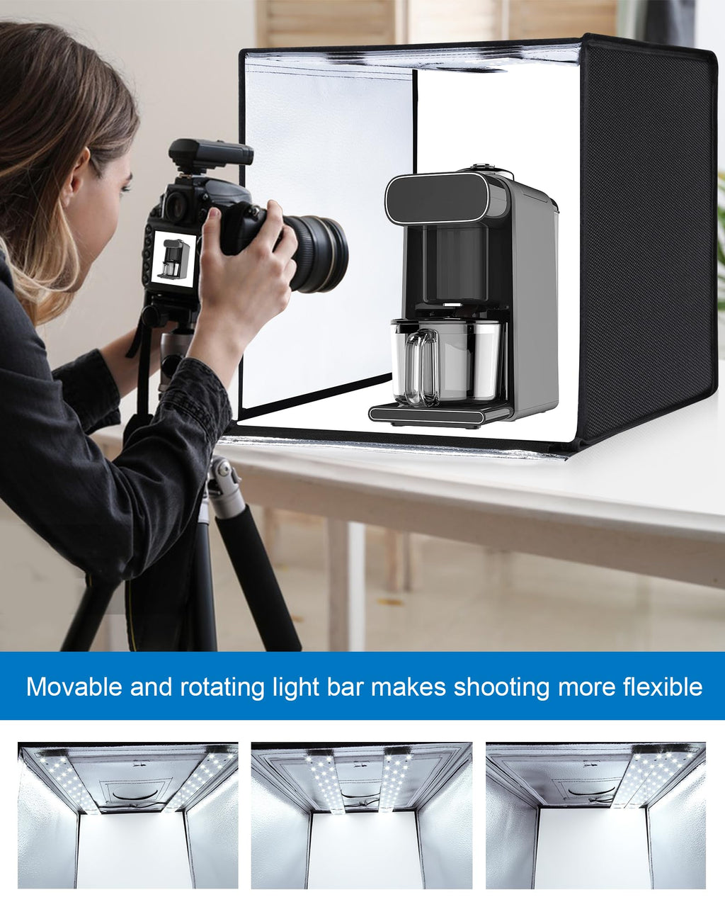 PULUZ Light Box Photography, 24x24 inch Large Photo Studio Light Box, Professional Dimmable Photo Booth with 120 LED Lights & 6 Backdrops for Jewelry and Food Items Product Photography