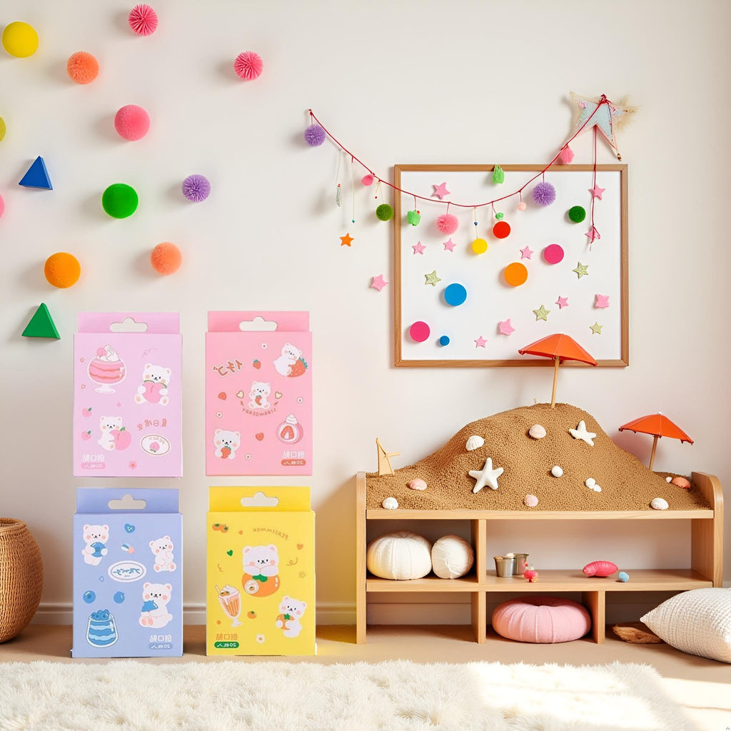 20 Pcs/Box Adhesive Bandages, Random Color Waterproof Band Aid, Cute Kids Bandages, Elastic Sticker,Cartoon Aid Patches Random Styles Adhesive Health and Household Bandaging Supplies