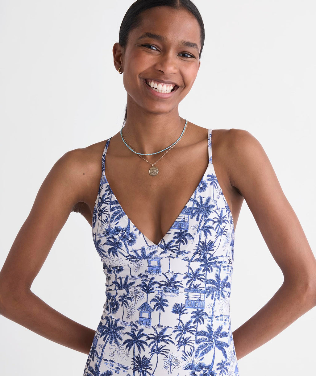 vineyard vines Sconset One-Piece, Beach Navy Print, XS