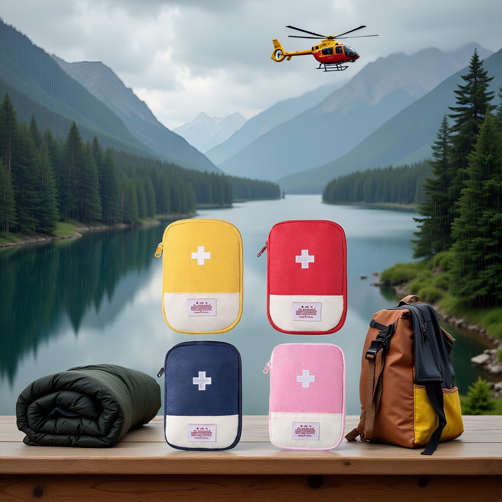 JJLFresheners 4Pcs Empty Travel Mini First Aid Pouch, Portable Outdoor First Aid Medical Rescue Bag Multi-Function Emergency Medicine Storage Organizer Bag Health and Household Supplies (Small)