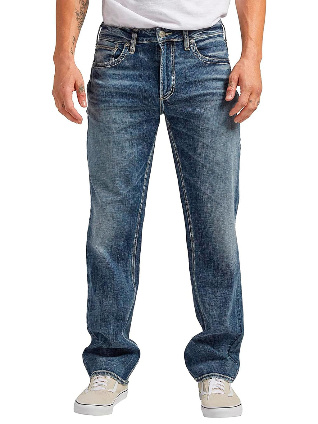 Silver Jeans Co. Men's Grayson Classic Fit Straight Leg Jeans, Dark Wash SDK312, 40W x 32L
