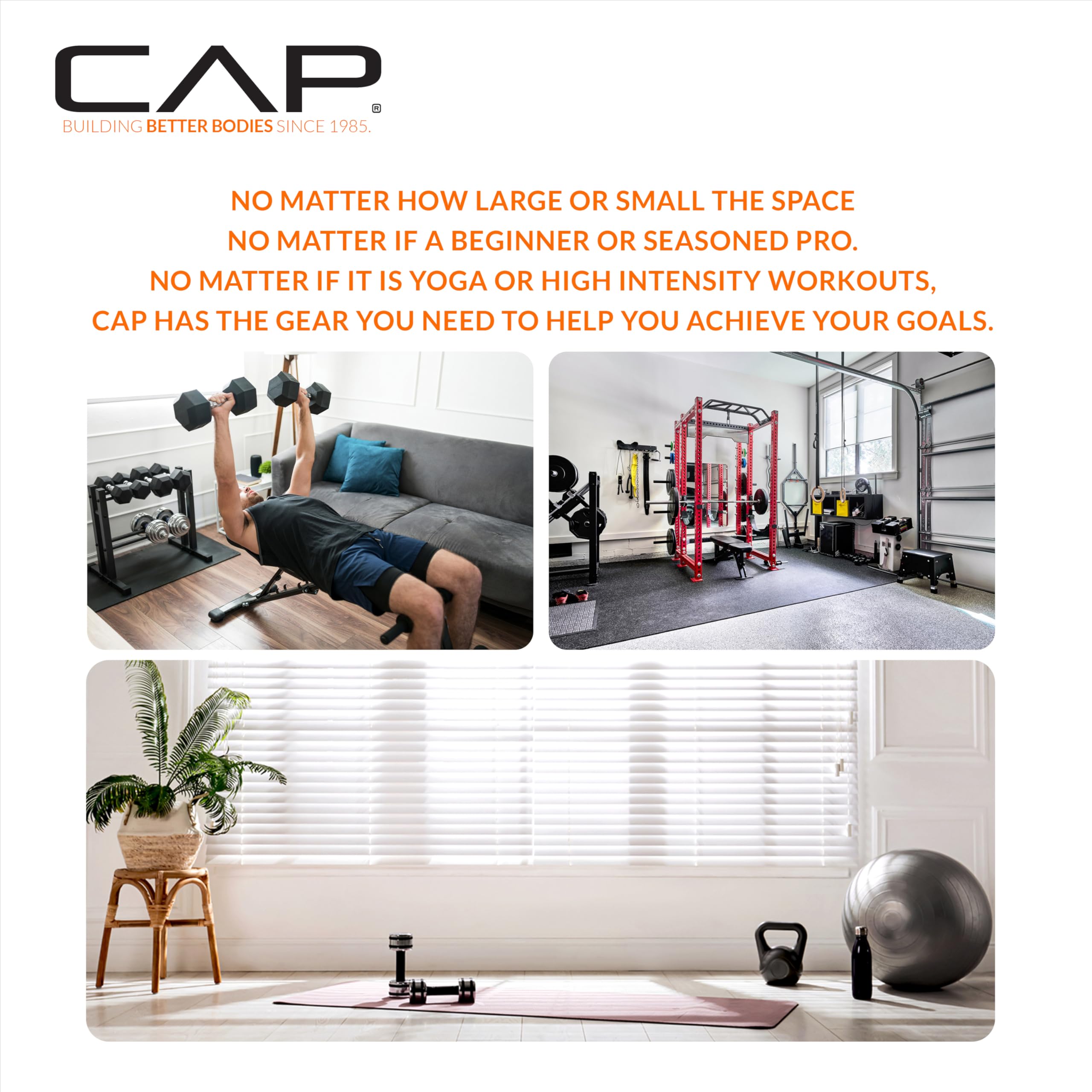 CAP Barbell 50lb Set of Coated Hex Dumbbells, 5lbx2 and 20lbx2