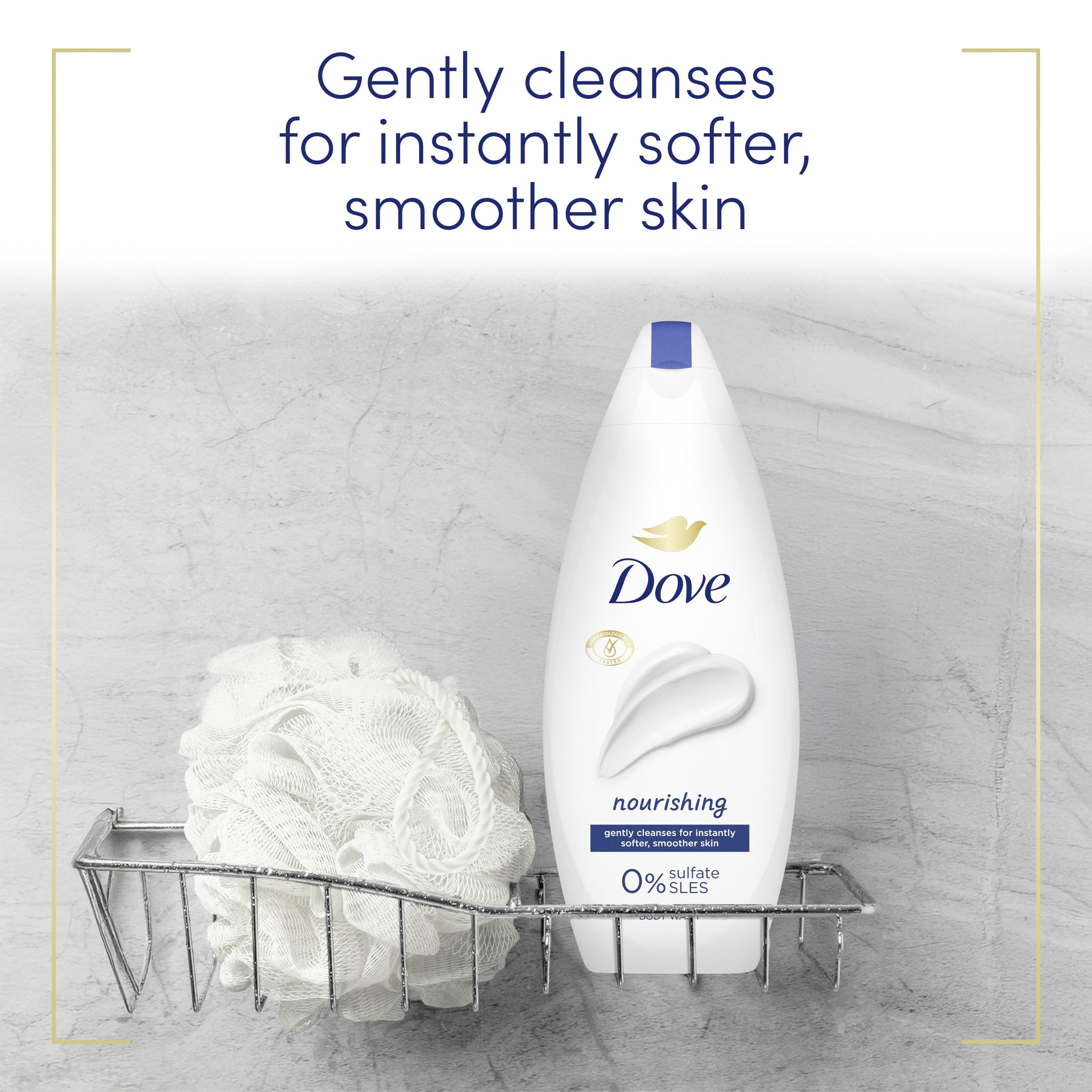 Dove Nourishing Body Wash Body Cleanser shower gel with plant-based moisturisers for softer, smoother skin after one shower 6x 225 ml
