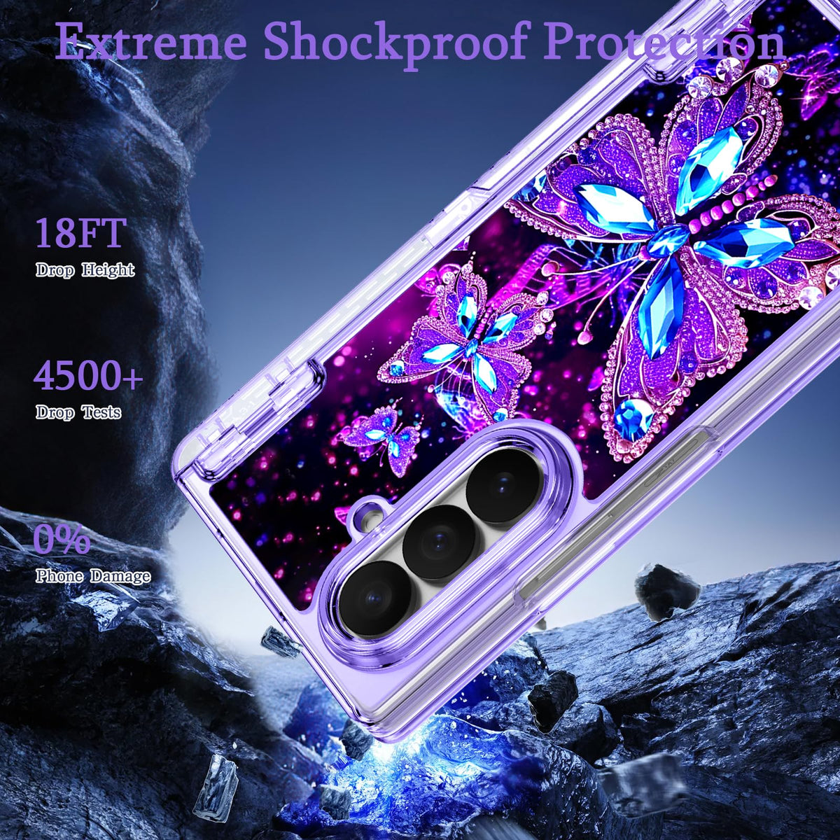 Miqala for Galaxy Z Fold 8 Ultra Case,[Glow in The Dark][Compatible with Magsafe][Hidden Stand][Built-in Screen Protector][Hinge Protection] Slim Case for Samsung Galaxy Z Fold 8 Ultra,Butterfly
