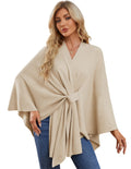 PULI Women's Elegant Shawl Wraps Soft Open Front Poncho Sweater for Spring Fall Winter Barley Twist