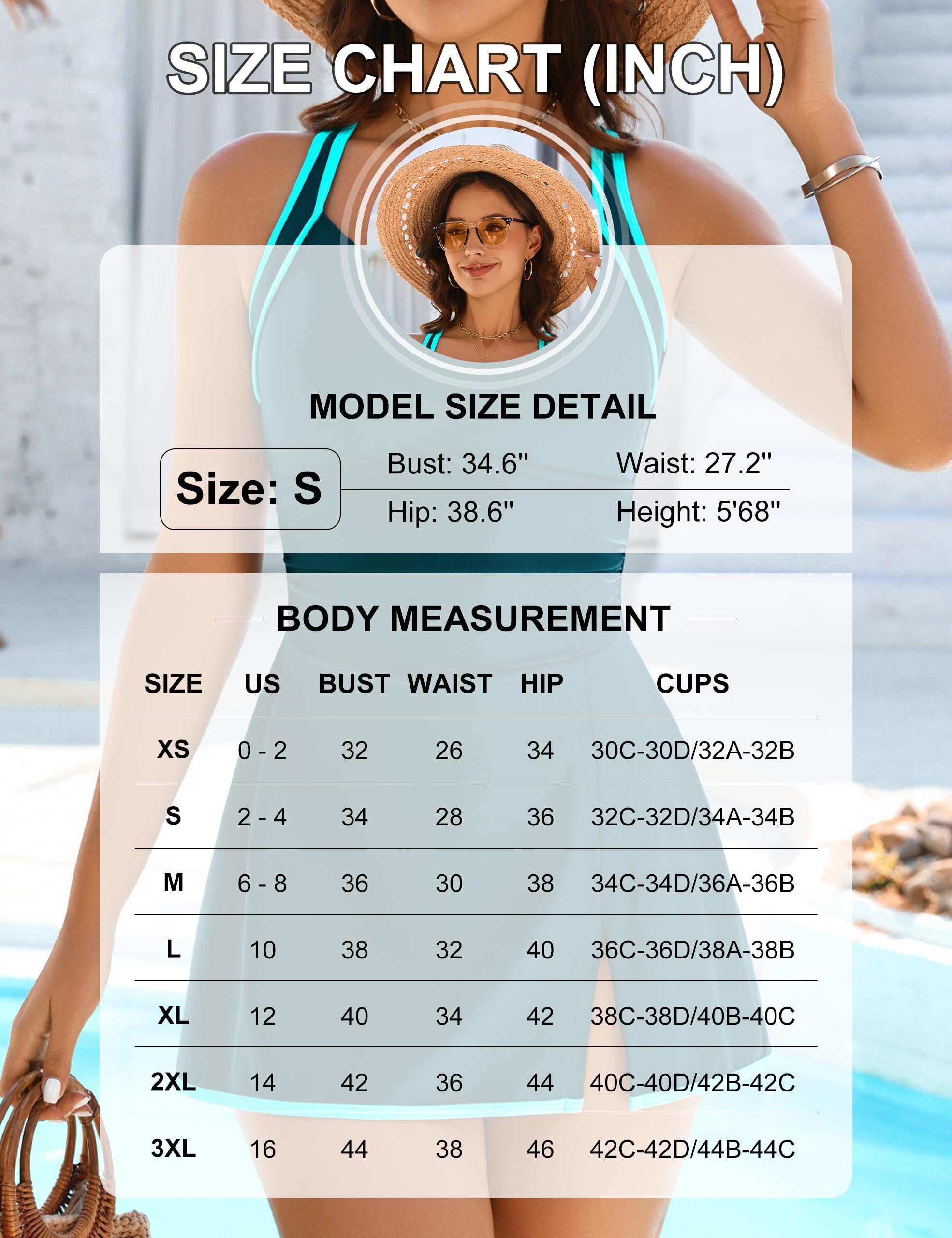 BMJL Women's One Piece Swim Dress Tummy Control Swimsuits Sporty Color Block Bathing Suit Cute Swim Suits 2026 (XX-Large, Black)