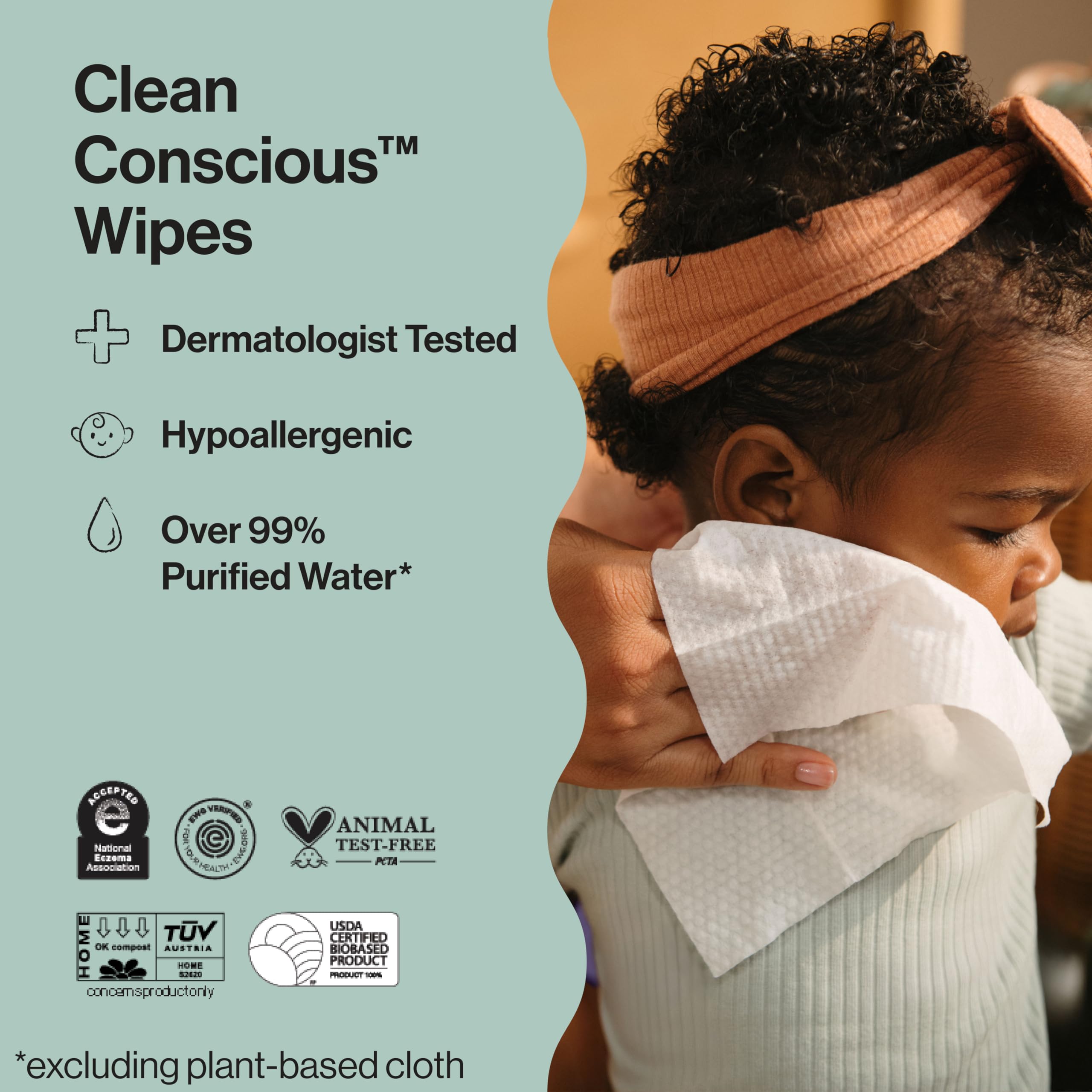 The Honest Company Baby Wipes for Sensitive Skin, Hypoallergenic, Fragrance-Free, Multi-Use, Rose Blossom Design, 576 Count (6 Packs of 96)