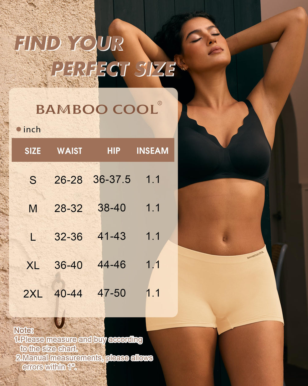 BAMBOO COOL Womens BoyShorts Underwear Seamless Boxer Briefs Mid Waist Full Coverage Moisture Wicking Ladies Panties 5 Pack