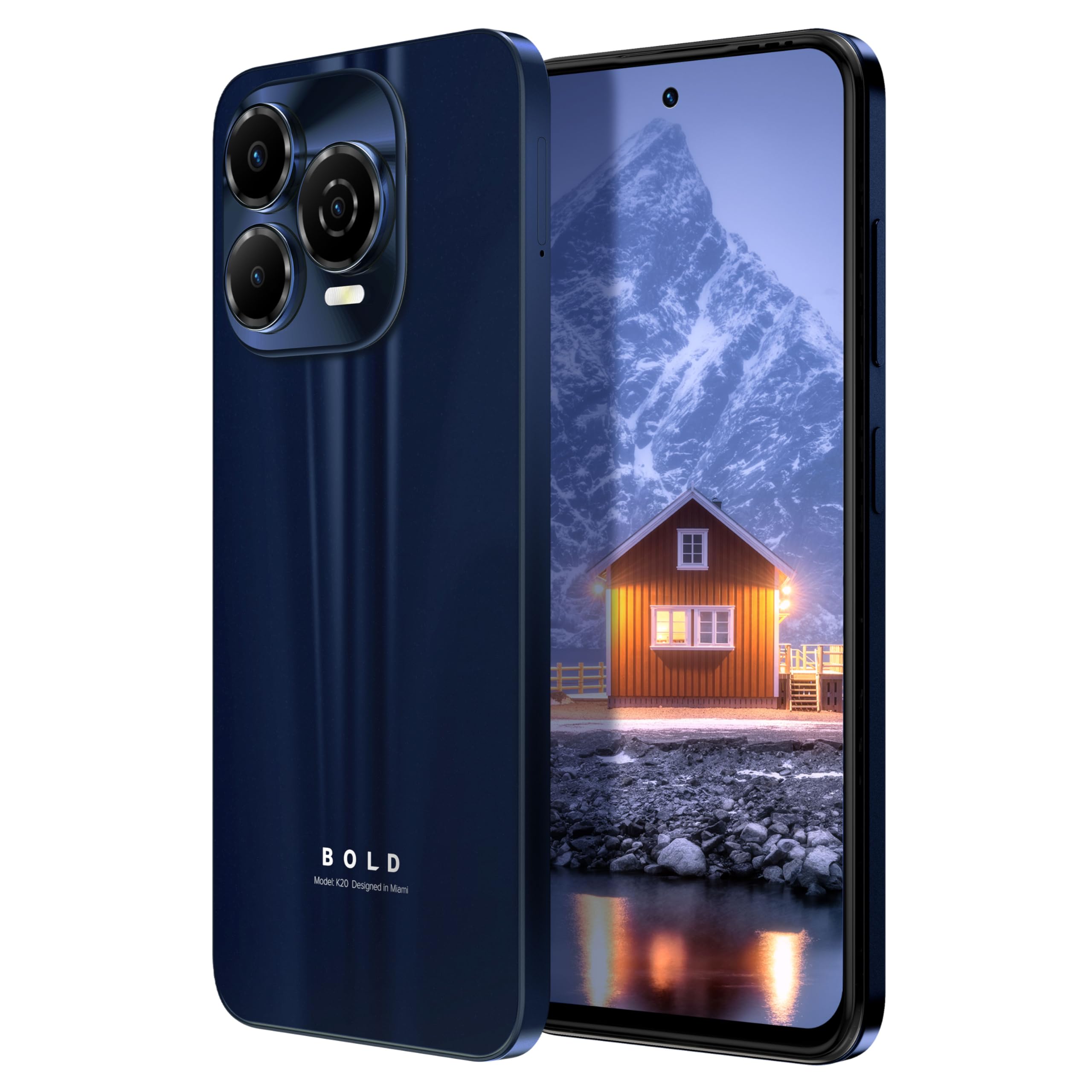 Bold K20 | 2025 | All-Day Battery | Unlocked | 6.7” HD+ Infinity Dot Display | 256/4GB | Triple 50MP Camera | US Version | US Warranty | (Blue)