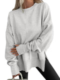 ANRABESS Women Oversized Sweatshirts Thumbhole Long Sleeve Hoodies Shirts 2025 Fall Side Slit Pullover Top Teen Y2k Outfits Grey X-Large