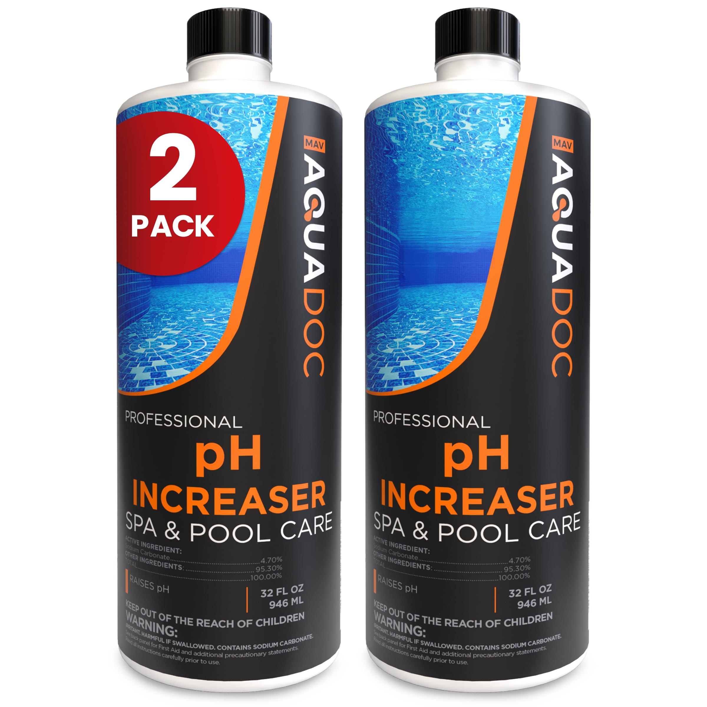 AquaDoc Spa pH Increaser - pH Up for Hot Tub Water Balance, 32 oz (2 Pack)