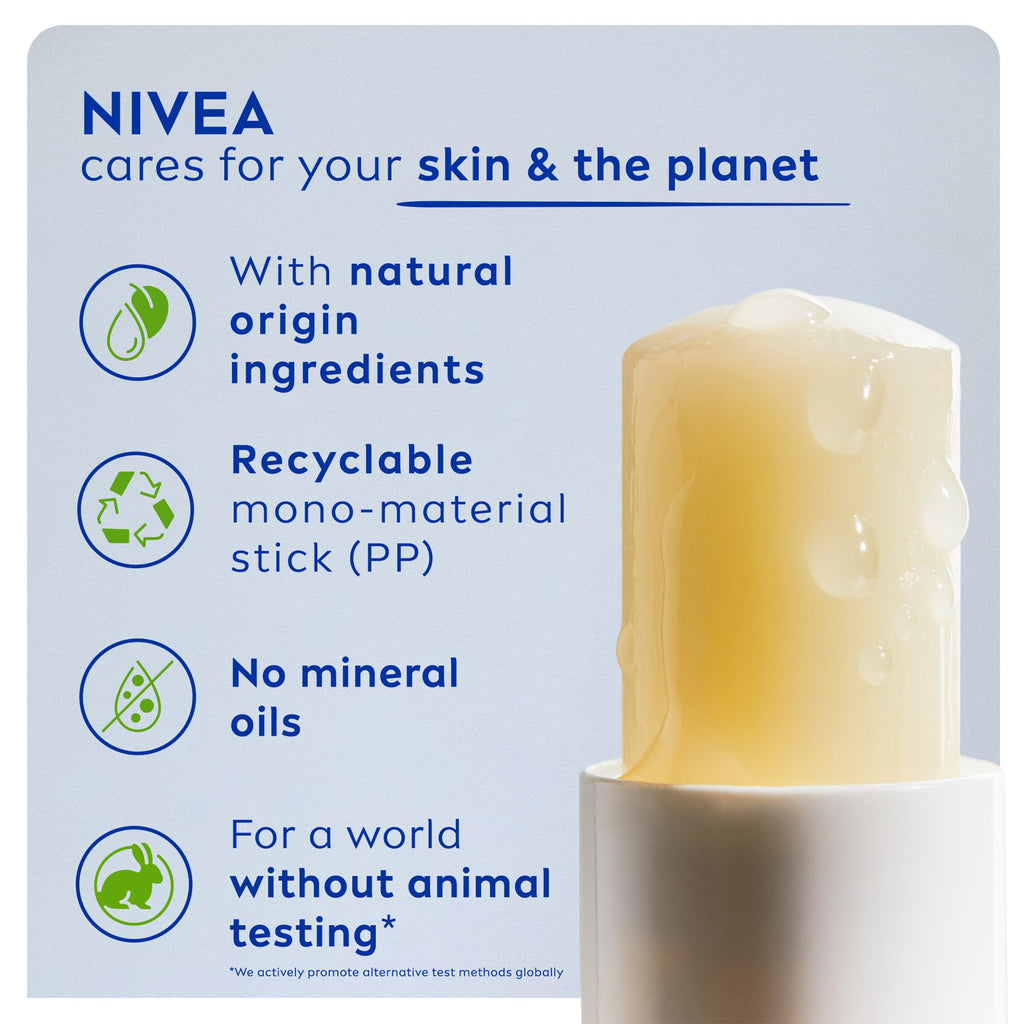 NIVEA SUN Protect Caring Lip Balm SPF50 (4.8g), Factor 50 Balm with Shea Butter, Protection Against UVA/UVB Rays with 24H Moisture, Lip Care, No White Cast