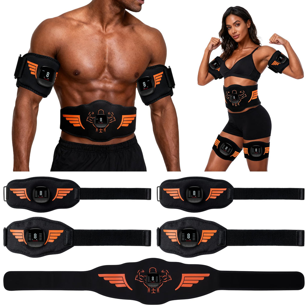 Electronic Muscle Stimulator 5-Piece Set, EMS Ab Machine - Fitness Apparatus Equipment Workout Equipment for Muscle Conditioning & Core Workout, Strength Training, Recovery Suitable for Men and Women