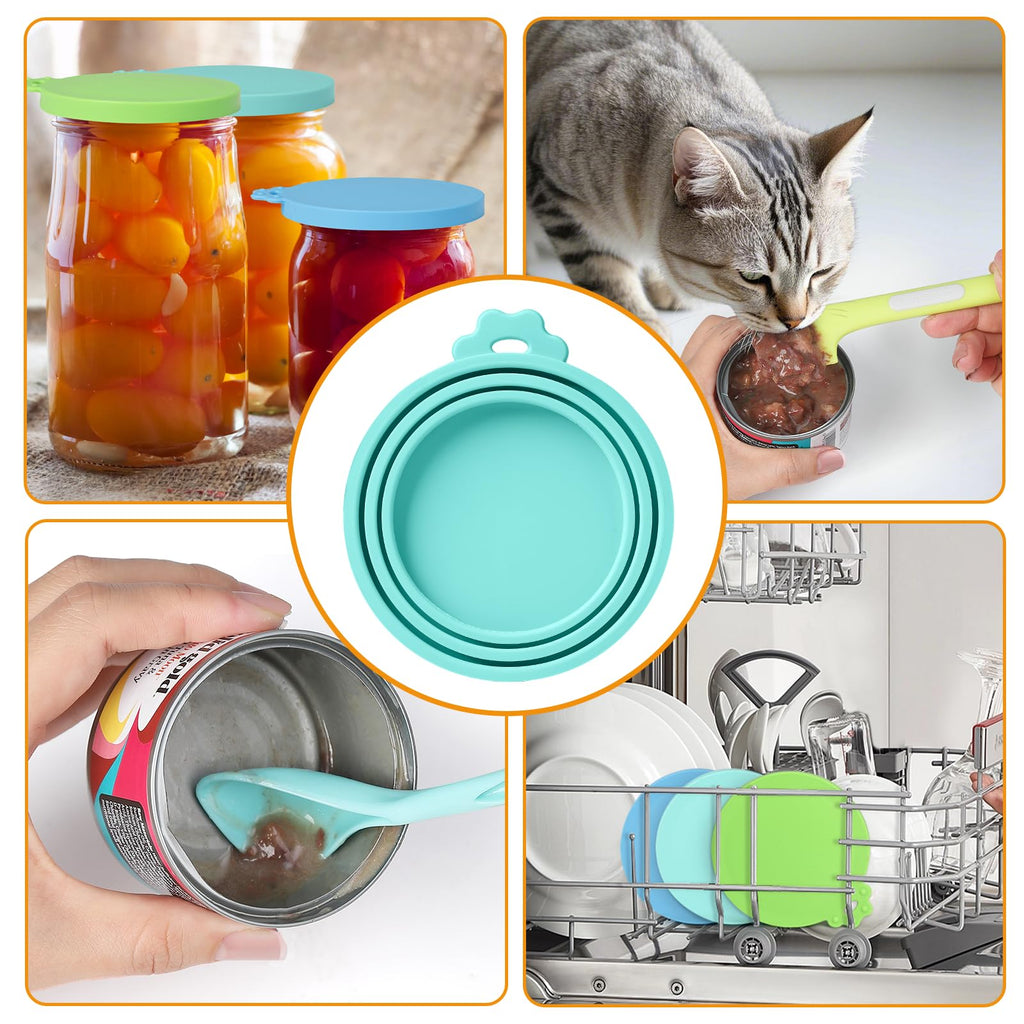 Ainvhh 8 PACK Can Lids, Pet Food Can Cover and Food Mixing Spoons Food Canned Scoop, Fits Most Standard Size Dog and Cat Can Tops for Pet Cat Dog Feeding Can and Wet Food Storage