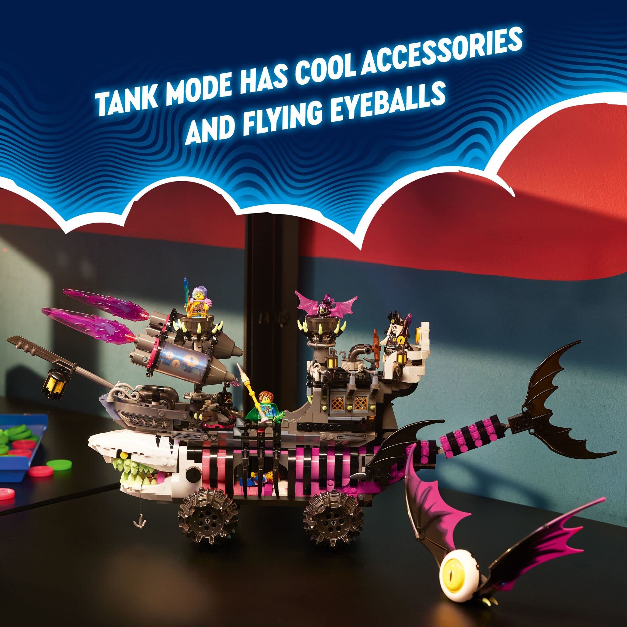 LEGO DREAMZzz Nightmare Shark Ship 71469, Construct The Building Toy Set as a Flying Pirate Ship or a Monster Truck, Includes 4 Minifigures, Shark Toy, Gift for Tweens and Kids Ages 10 and Up