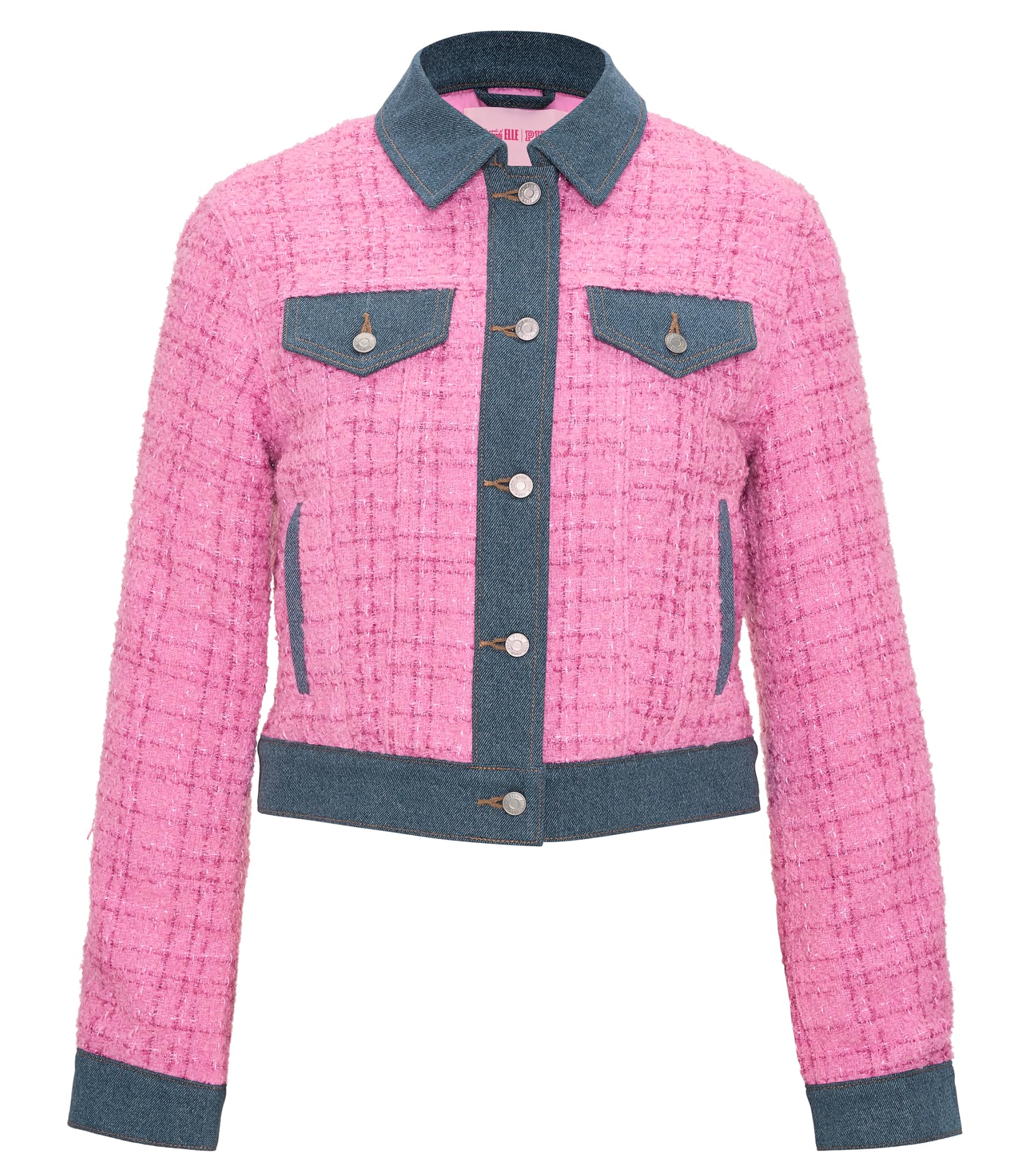 Victoria's Secret PINK | Elle Denim Tweed Jacket, Pink Tweed/Blue Wash, M