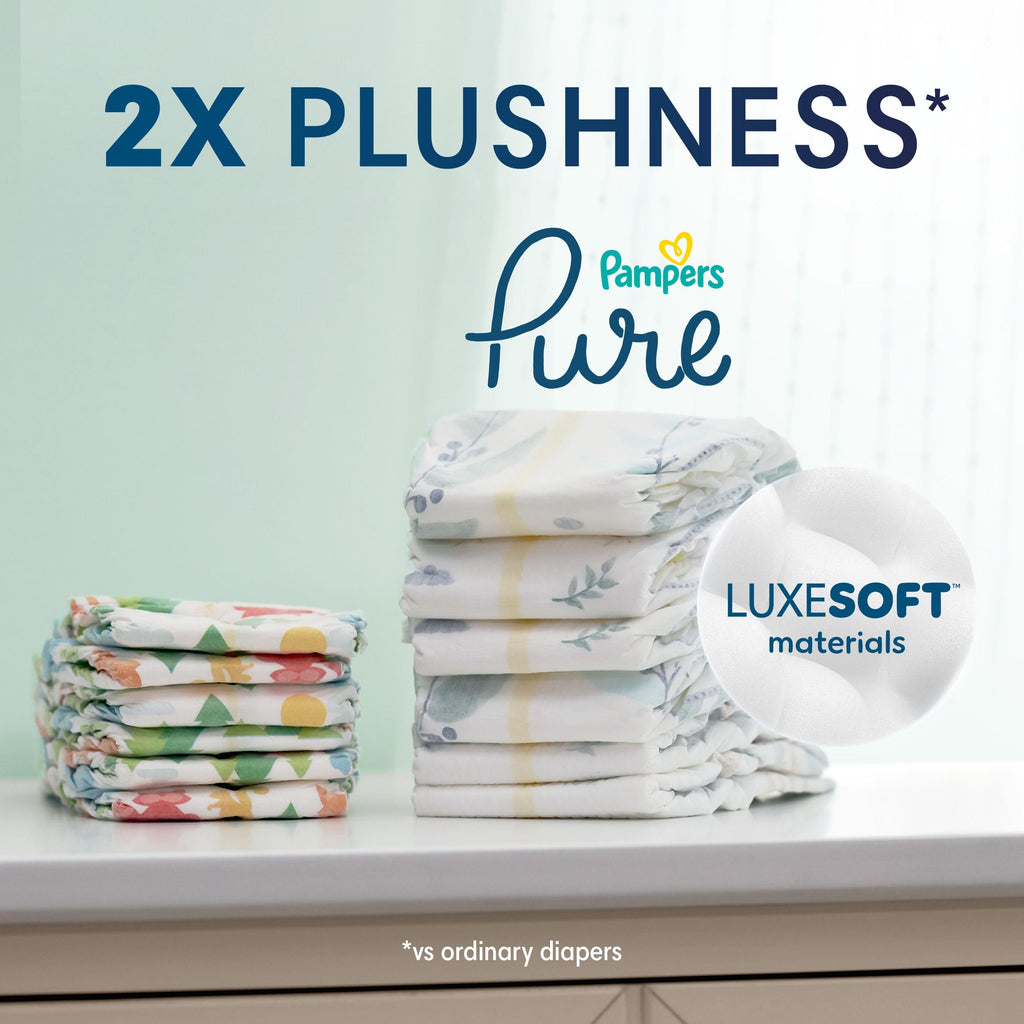Pampers Pure Protection Baby Diapers, Size 0 (>10 lbs), 76 Count, Up to 100% Leakproof, Premium Plant-Based Skin Protection, Hypoallergenic Soft Diapers