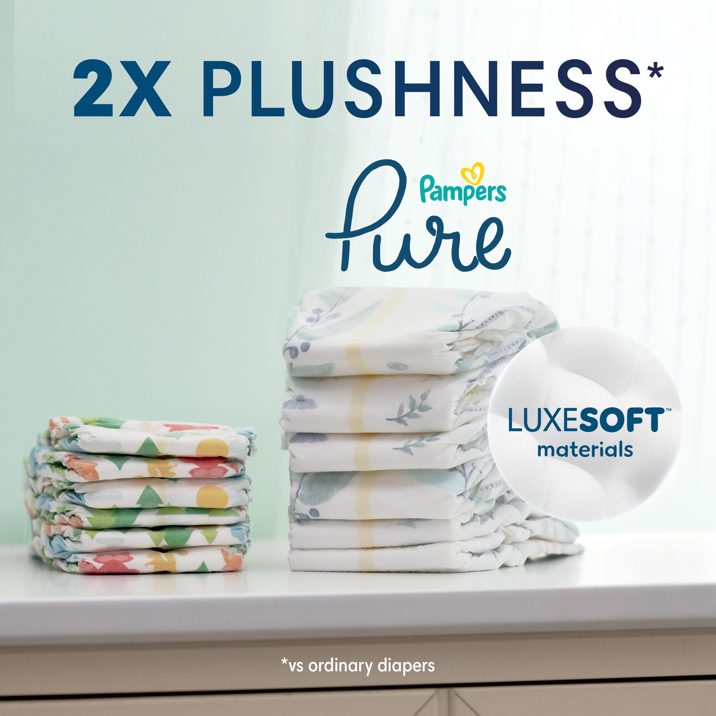 Pampers Pure Protection Baby Diapers, Size 0 (>10 lbs), 76 Count, Up to 100% Leakproof, Premium Plant-Based Skin Protection, Hypoallergenic Soft Diapers