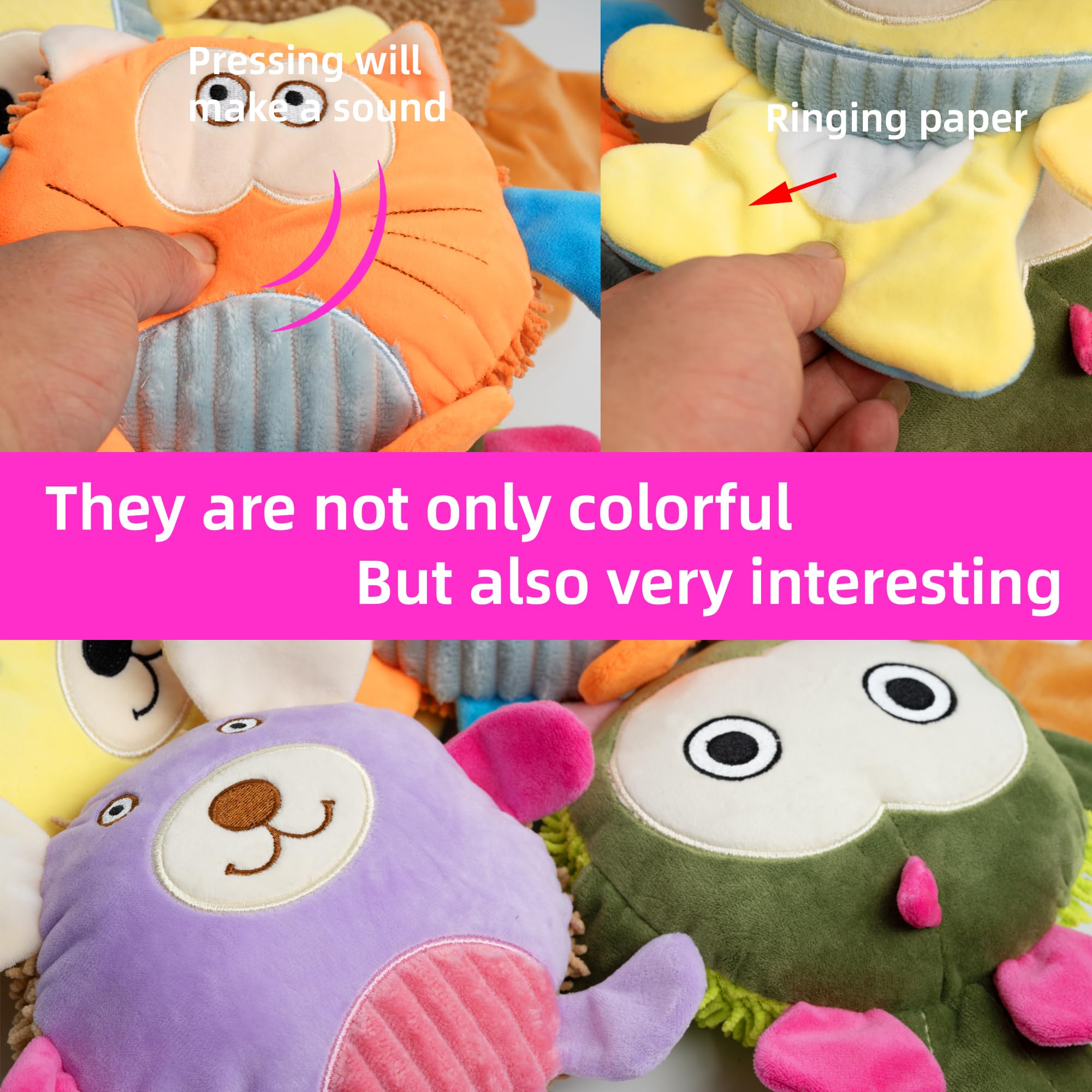 GZQKUSO 5-Pack Squeaky Dog Toys, Stuffed Plush Dog Toys with Squeak Crinkle Sounds to Keep Dogs Busy, Puppy Toys for Small, Medium, and Large Dogs