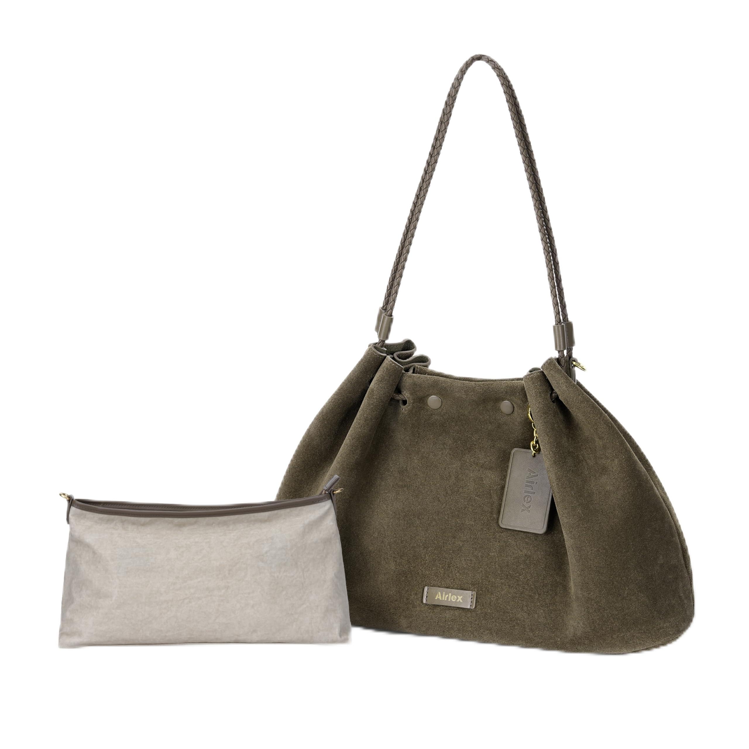 Airlex Hobo Bags for Women Genuine Full Grain Leather Quiet Luxury Crossbody Purse Premium Large Chic Shoulder Handbags with Detachable Inner Pouch Sustainable Ladies Work Travel Bag(Grey)