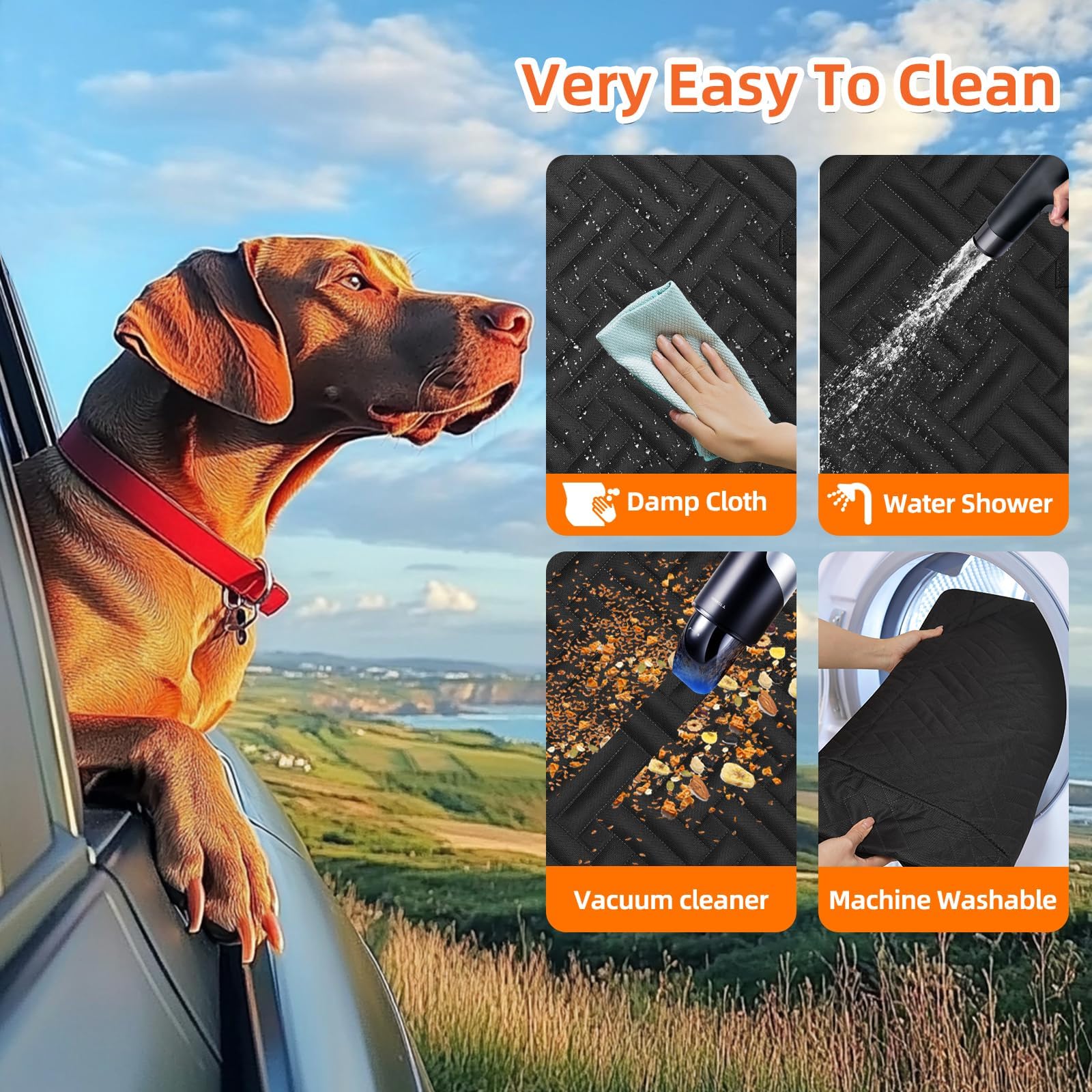 LEHNI Back Seat Extender for Dogs,Hard Bottom Car Seat Cover for Dogs with Mesh Window,Waterproof Backseat Pet Cover Hard Bottom-Dog Car Seat Cover for Back Seat Dog Hammock for Car/SUV