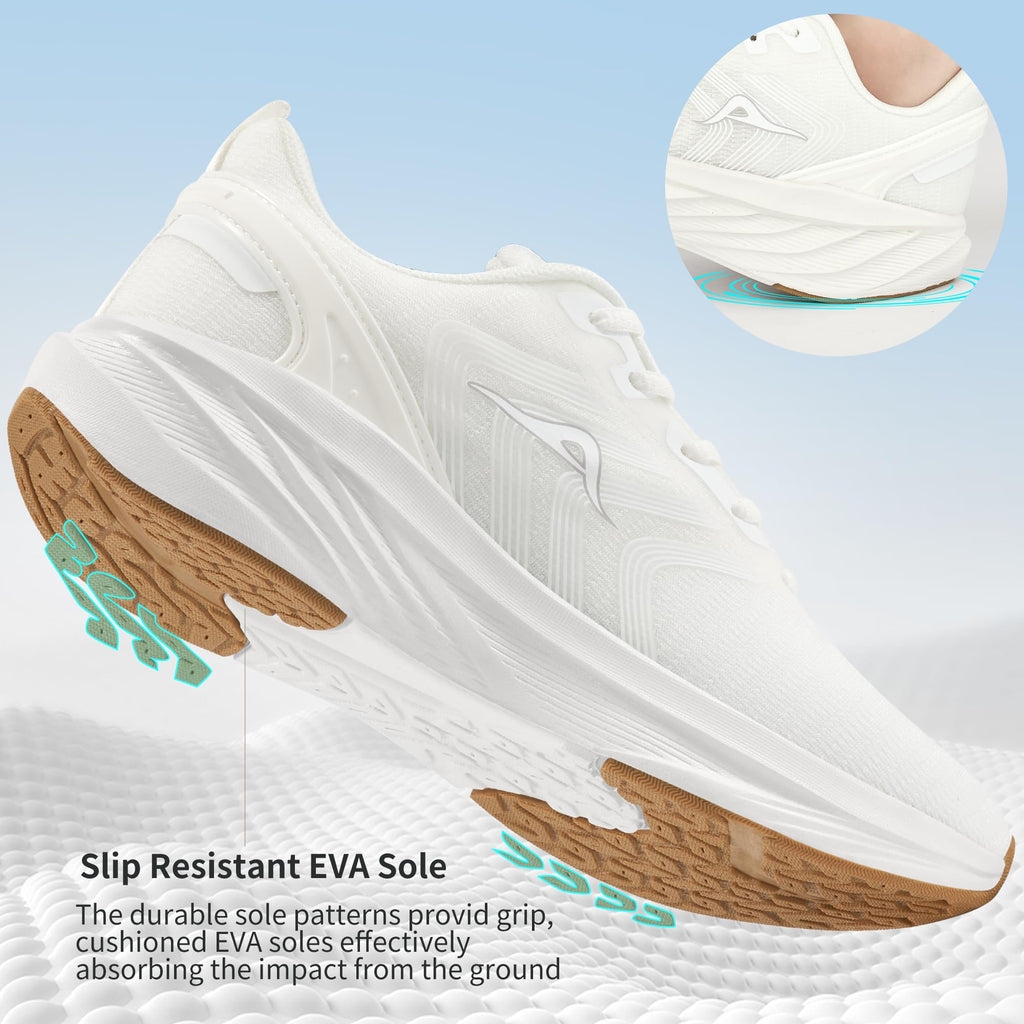 Ablanczoom Womens Walking Shoes Breathable Mesh Non-Slip Sole Lightweight Sneakers for Casual Athletic Workout White