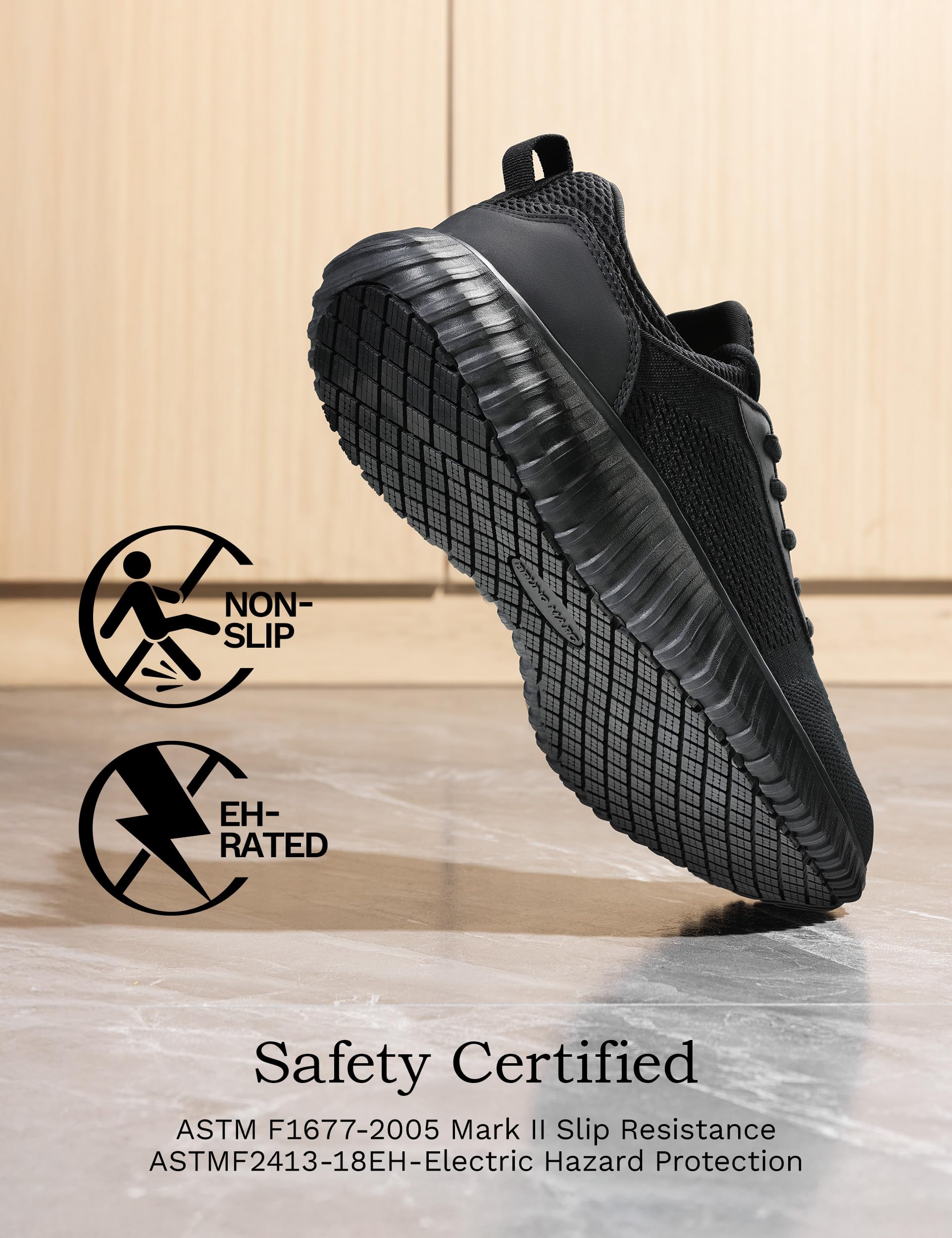 Bruno Marc Men's Non Slip Work Shoes Walking Zapatos Trabajo Black & Lightweight Food Service Chef Kitchen Restaurant Resistant Sneakers,Size 11,Black,SBWO2302M