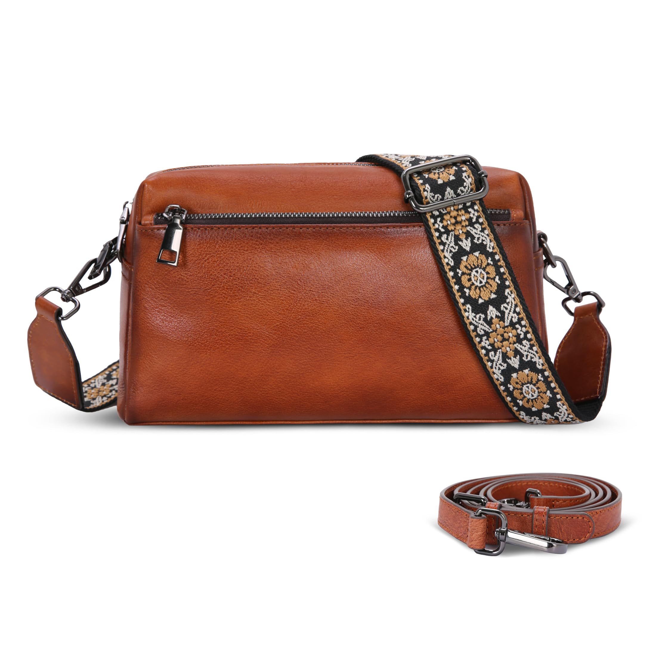 HESHE Small Leather Crossbody Bags for Women Hobo Shoulder Handbags(BN)